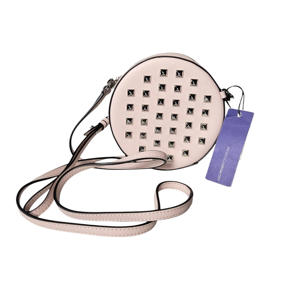 Rebecca Minkoff pale pink Rachel studded round crossbody clutch NWT